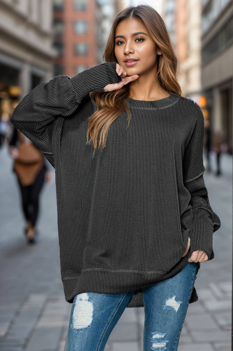 Jayce Oversized Ribbed Crewneck