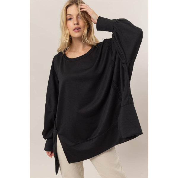 Kayla French Terry Long Balloon Sleeves Top