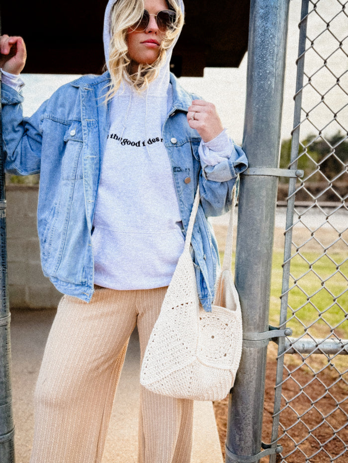 Chelsey Good Tides Wave Hoodie (Ash Grey & Light Blue)