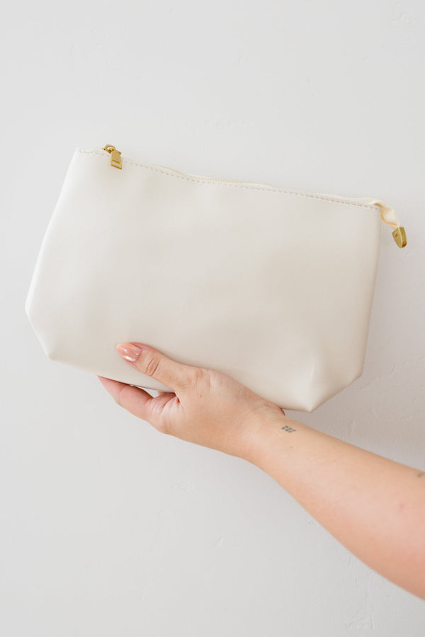 Savannah Handbag with Zipper Pouch in Cream