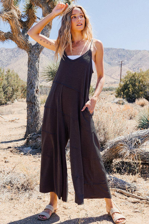 Heather Wide Leg Jumpsuit With Pockets